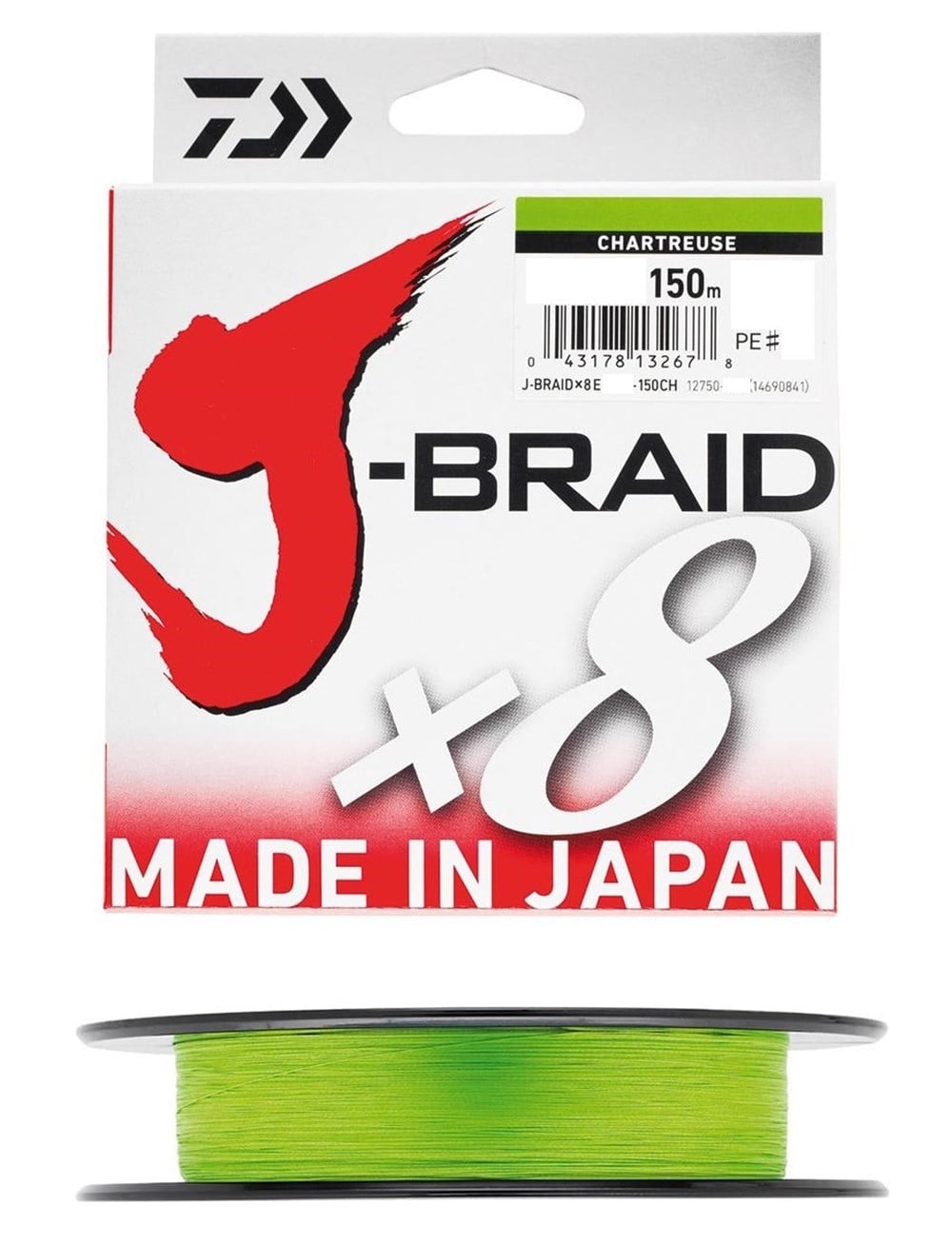 DAİWA J-BRAİD 8 KAT 150M CHART. ÖRGÜ İP MİSİNA # 0,22 MM