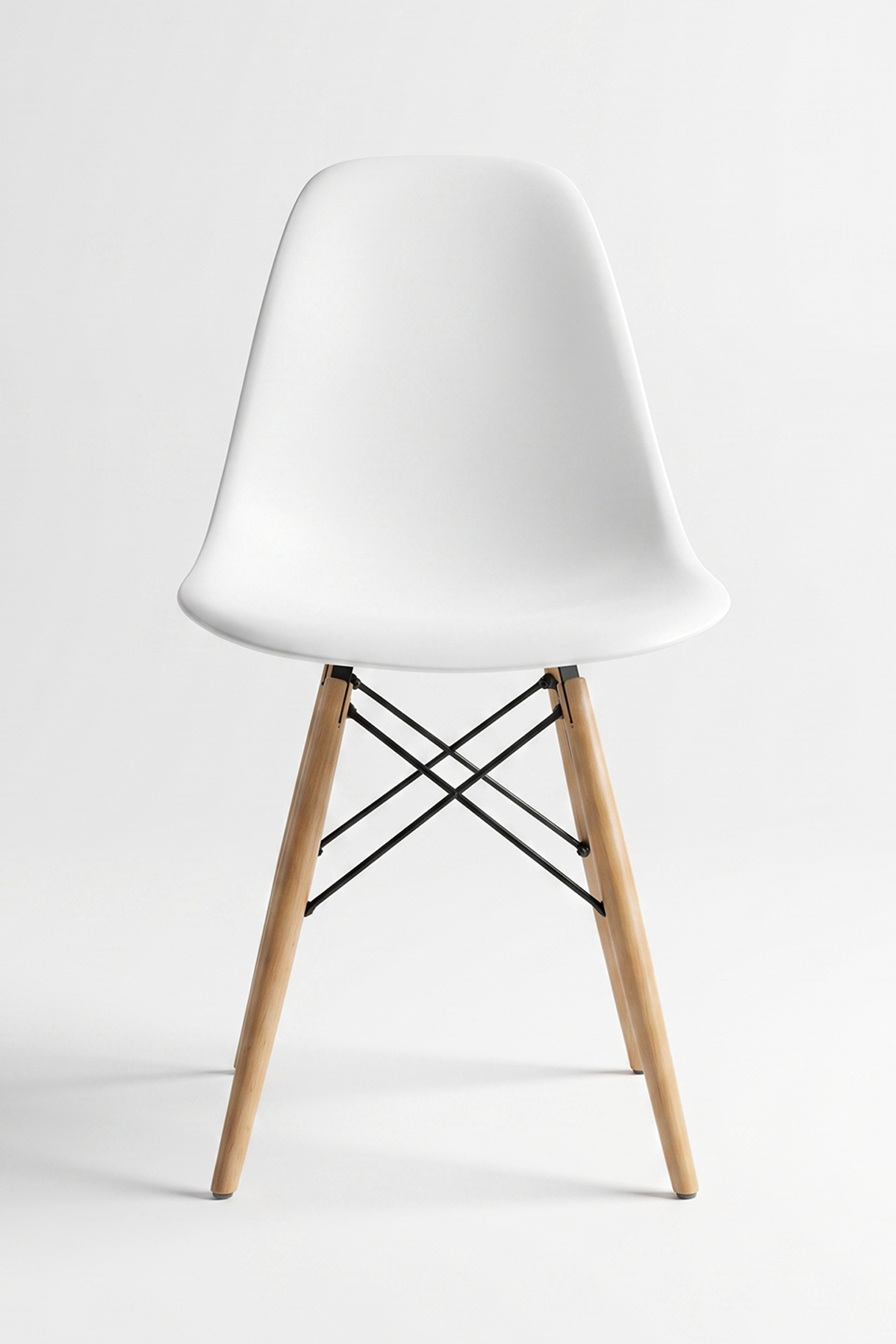 Seduna Beyaz Eames Sandalye | Natural Ahşap Ayaklı | 2 Adet