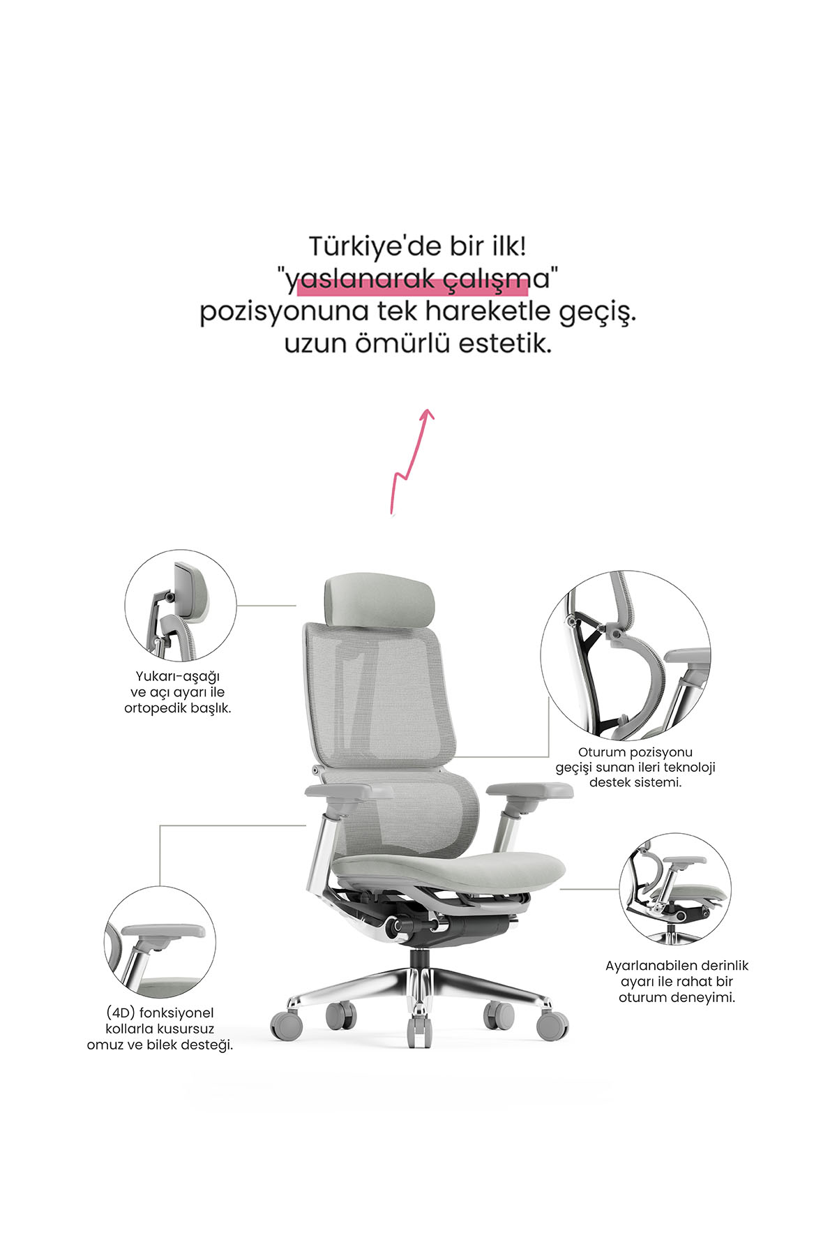 Seduna Fortuno Premium Gray Yönetici Koltuğu | Ofis Sandalyesi