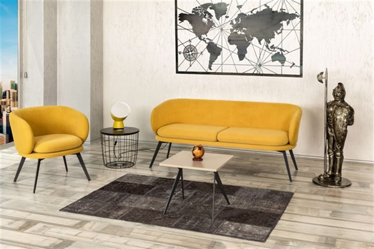 Seduna Ferri Üçlü Kanepe | Metal Ayaklı