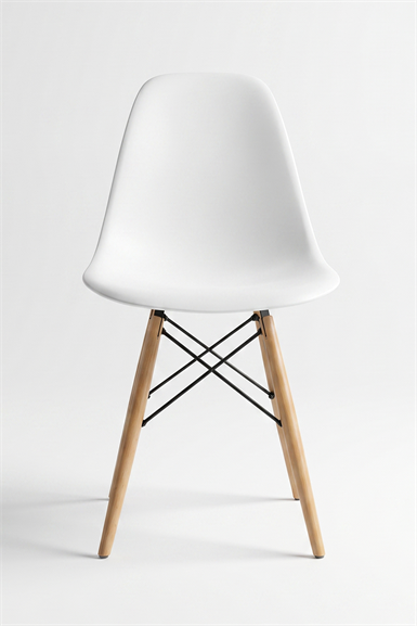 Seduna Beyaz Eames Sandalye | Natural Ahşap Ayaklı | 4 Adet