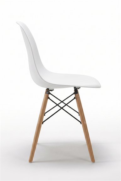 Seduna Beyaz Eames Sandalye | Natural Ahşap Ayaklı | 4 Adet