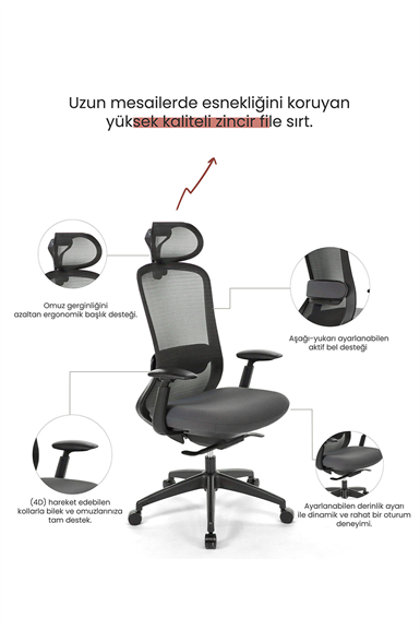 Seduna Ruben Plus Siyah Ofis Koltuğu | Yönetici Koltuğu