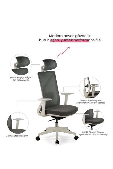 Seduna Benin Beyaz Ofis Koltuğu | Yönetici Koltuğu