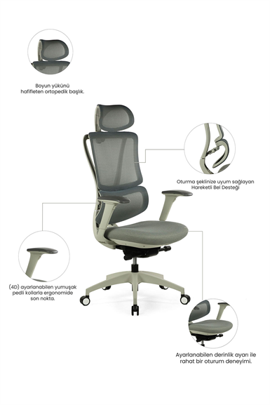 Seduna Evora Premium Gray Ofis Koltuğu | Yönetici Koltuğu