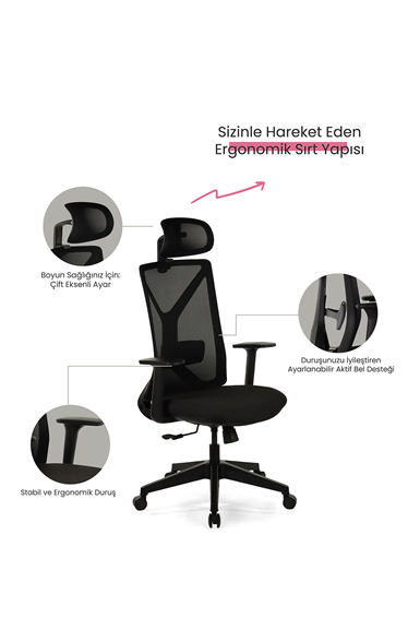 Seduna Benin Ofis Koltuğu | Yönetici Koltuğu Sabit Kol