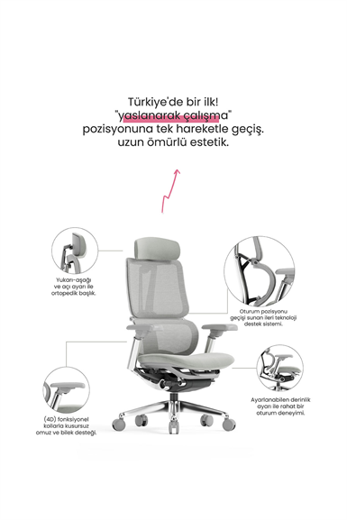 Seduna Fortuno Premium Gray Yönetici Koltuğu | Ofis Sandalyesi