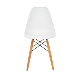 Seduna Beyaz Eames Sandalye | Natural Ahşap Ayaklı | 2 Adet