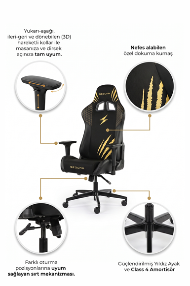 Seduna Kronos Carbon White Premium Oyuncu Koltuğu | Gaming Chair