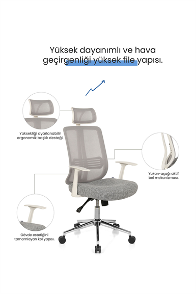 Seduna Thunder Pro Beyaz Yönetici Koltuğu | Ofis Sandalyesi