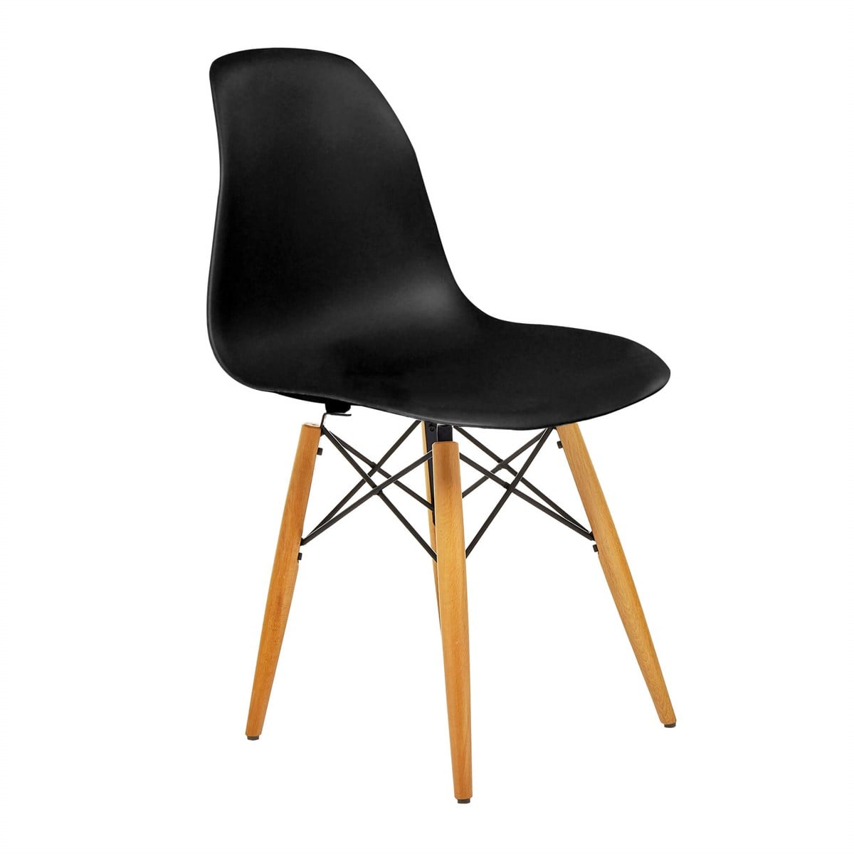 Seduna Beyaz Eames Sandalye - Natural Ahşap Ayaklı