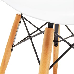 Seduna Beyaz Eames Sandalye - 4 Adet - Natural Ahşap Ayaklı