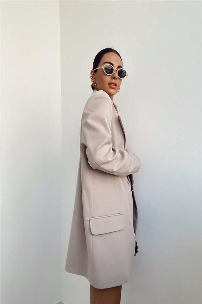 Oversize Blazer Ceket - Bej