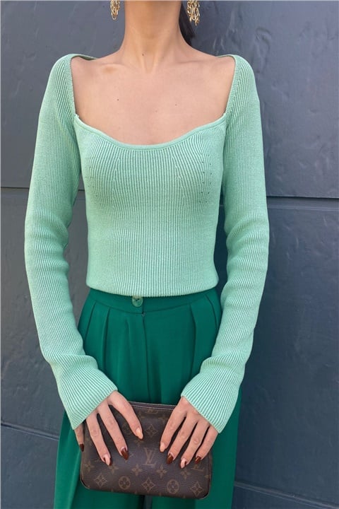 Mint Reglan Kol Dekolteli Triko