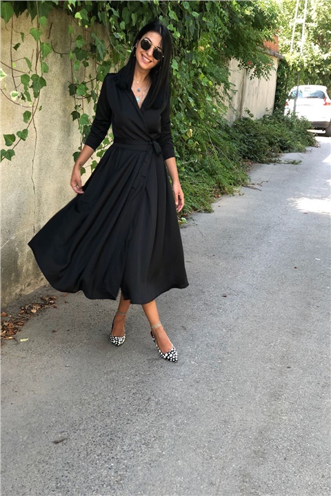 Siyah Anvelop Elbise