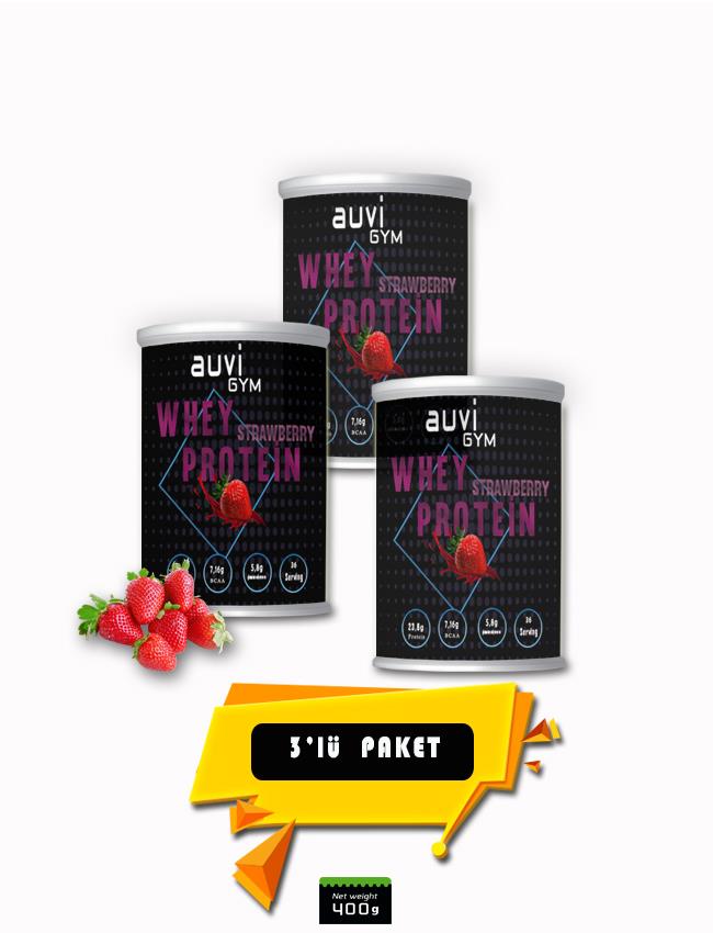 Whey Protein Tozu Çilek 3'lü 1200 G, 108 servis