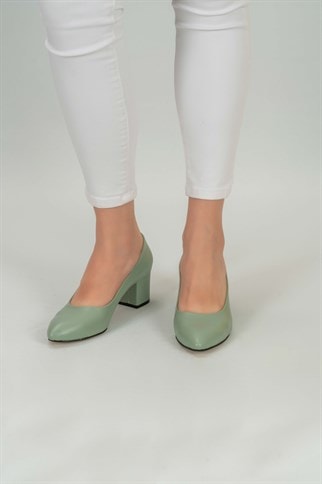 Afra Günlük Klasik Topuklu Ayakkabı -Su Yeşili