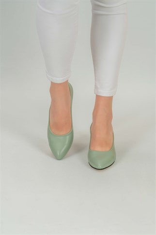 Afra Günlük Klasik Topuklu Ayakkabı -Su Yeşili