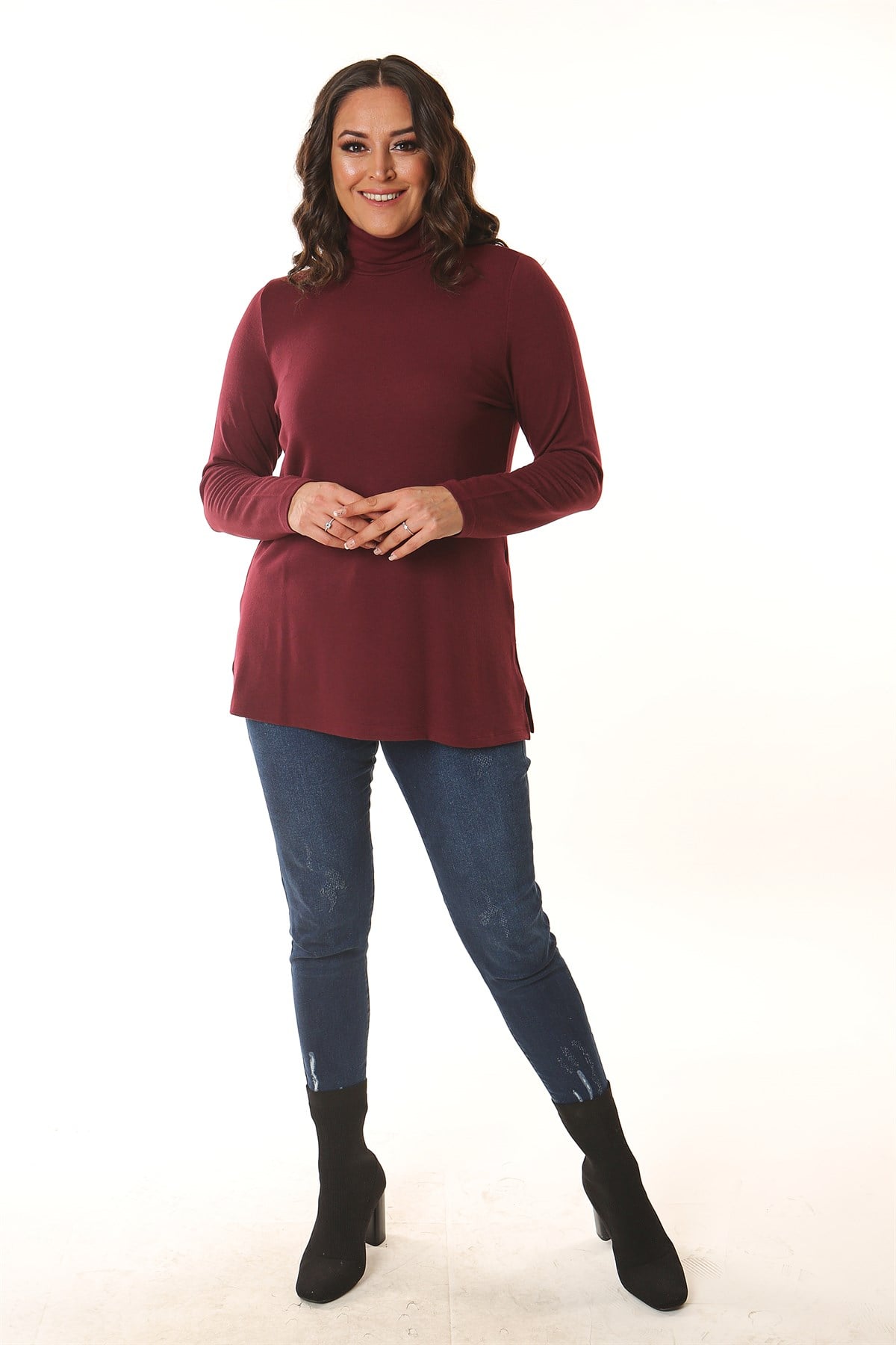 Balıkçı Yaka Bordo Triko