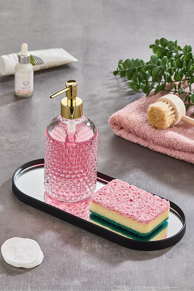 Metpoint Oval Aynalı Siyah 3'lü 12x30 İkramlık Kahve ve Çay Sunum Tepsisi (Çok Amaçlı)