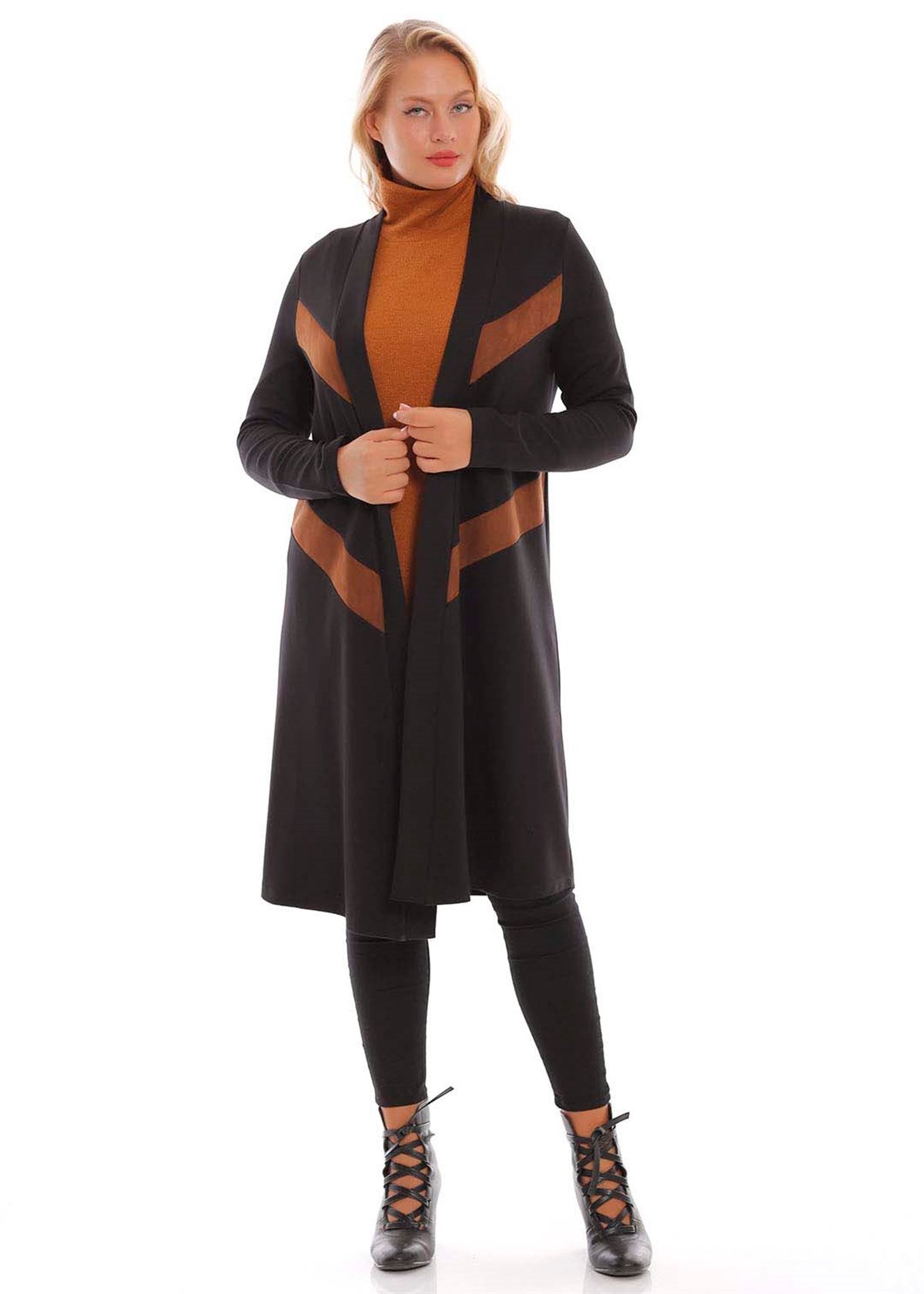 Süet  Garnili Taba Hırka 