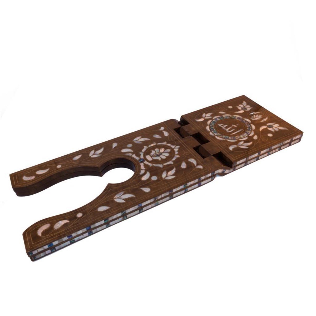 Allah Yazılı Yeşil - Beyaz Sedef Özel Rahle 75 cm