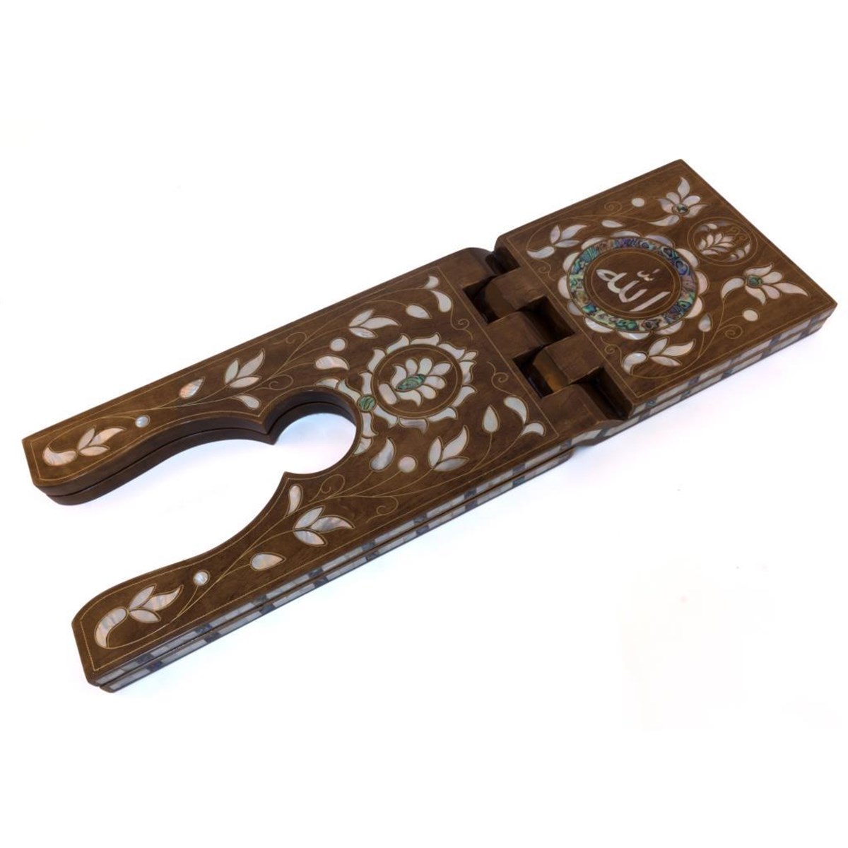 Allah Yazılı Yeşil - Beyaz Sedef Özel Rahle 60 cm