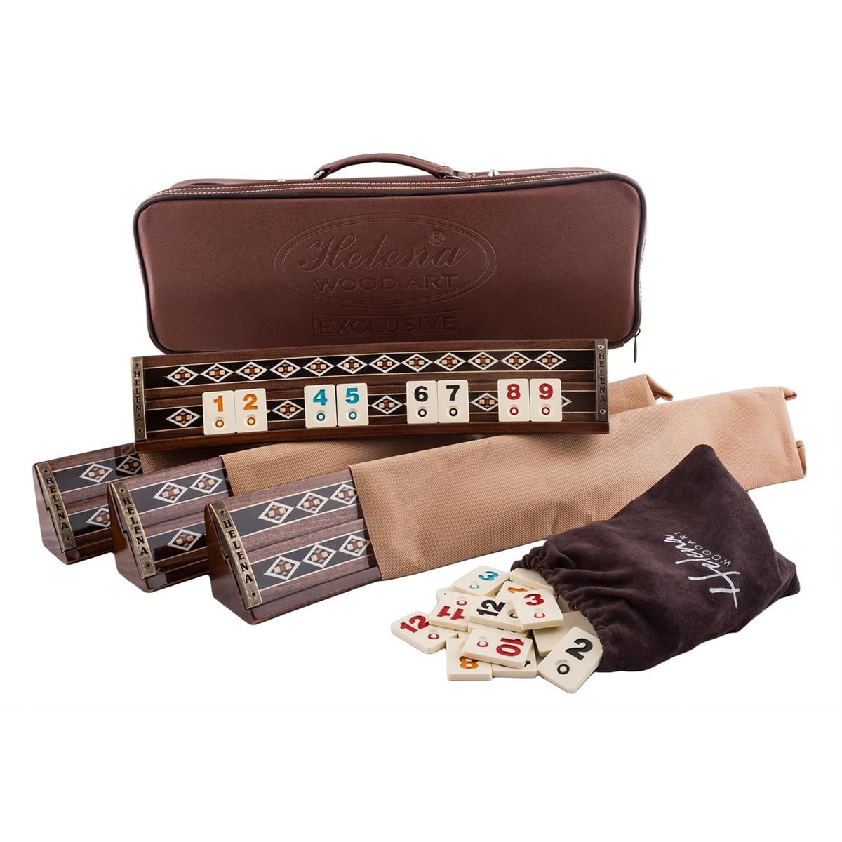  Back to listings Wooden Rummikub Game Set - Mosaic Inlaid Oval Rummy cube game set | Natural Walnut Veneer