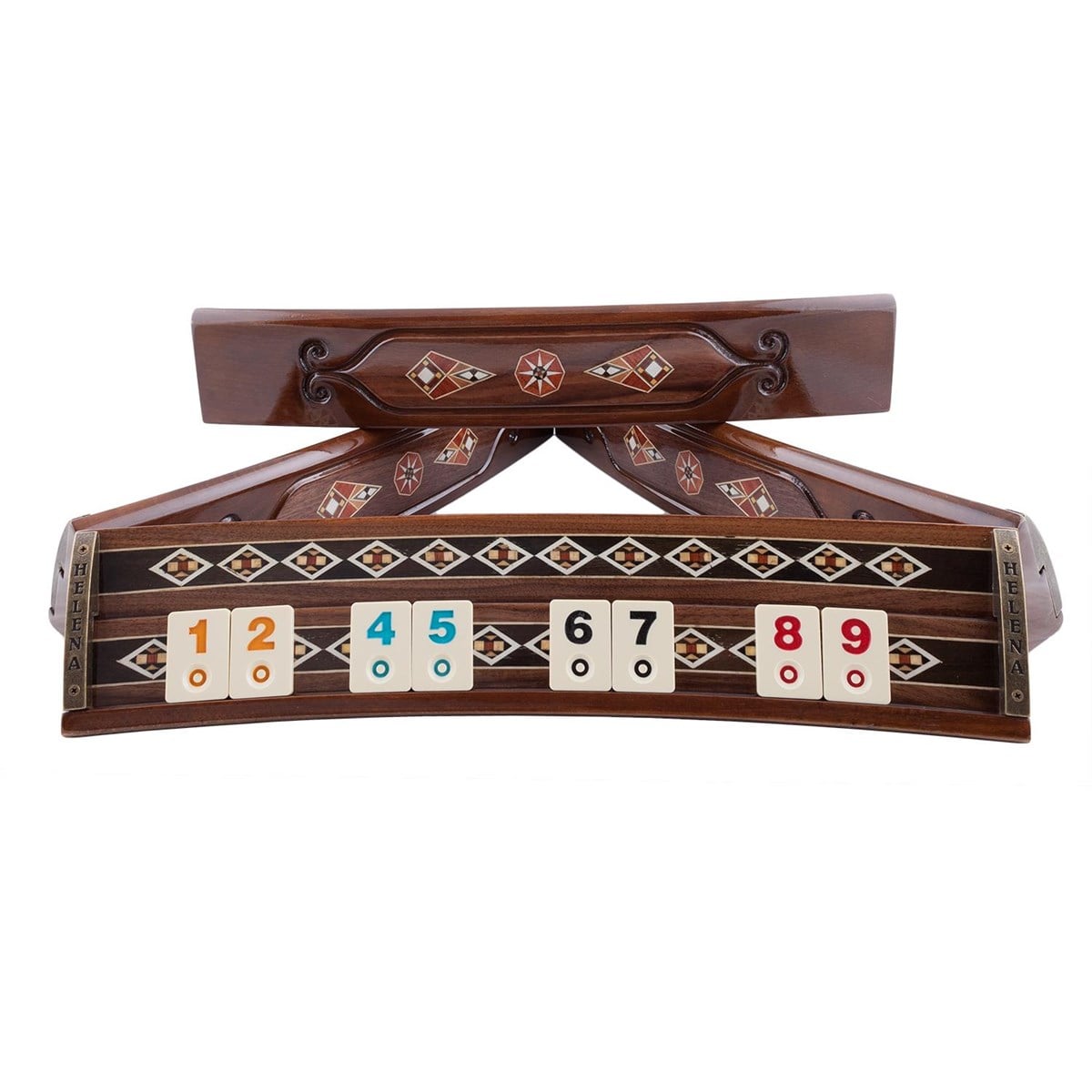  Back to listings Wooden Rummikub Game Set - Mosaic Inlaid Oval Rummy cube game set | Natural Walnut Veneer