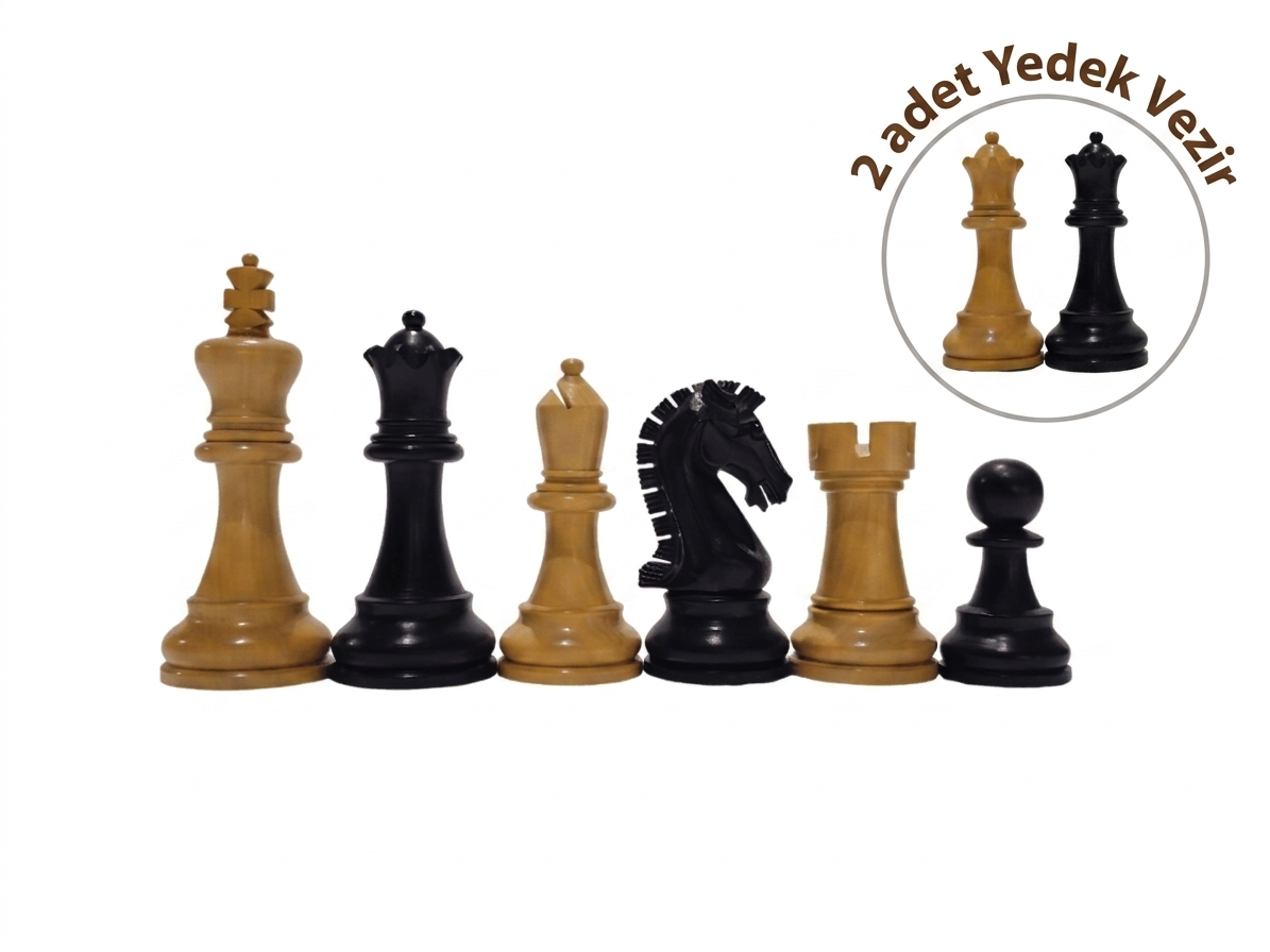 Elegant Yedek Vezirli Ahşap Figür 95 mm