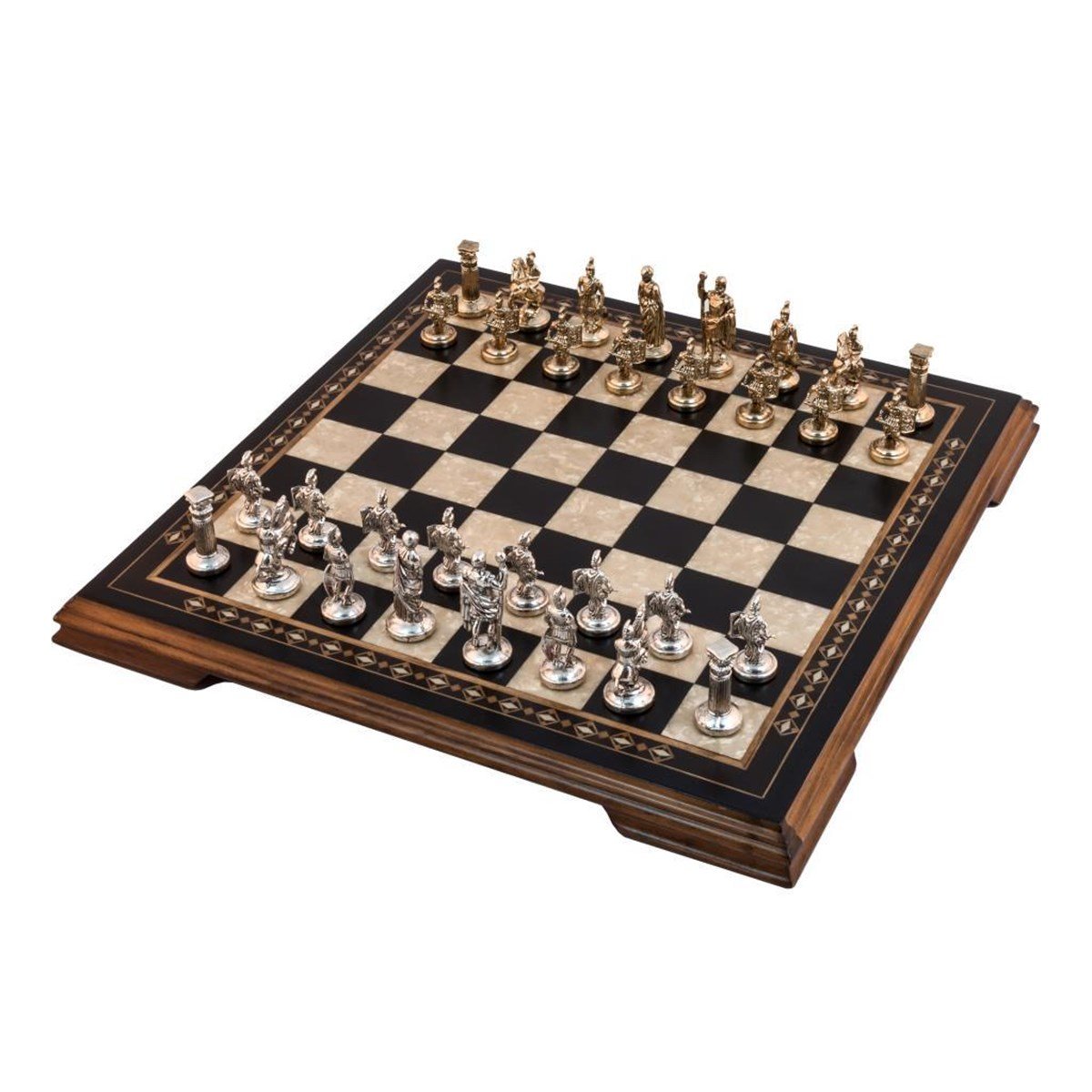 Flat Ayaklı Siyah Satranç Takımı | Metal Figürlü