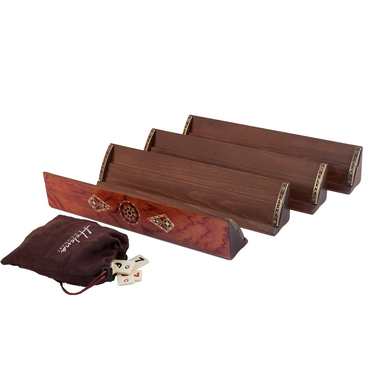 Mosaic Inlaid Wooden Straight Rummikub Game Set | Rosewood