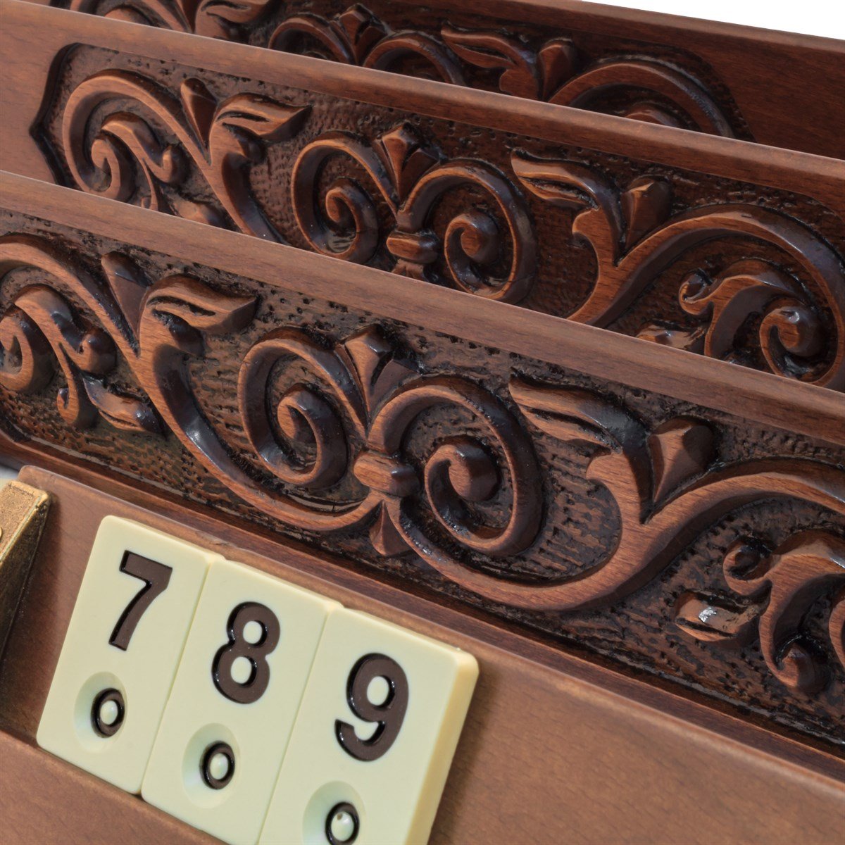 New Hand Carved Straight Rummikub Game Set