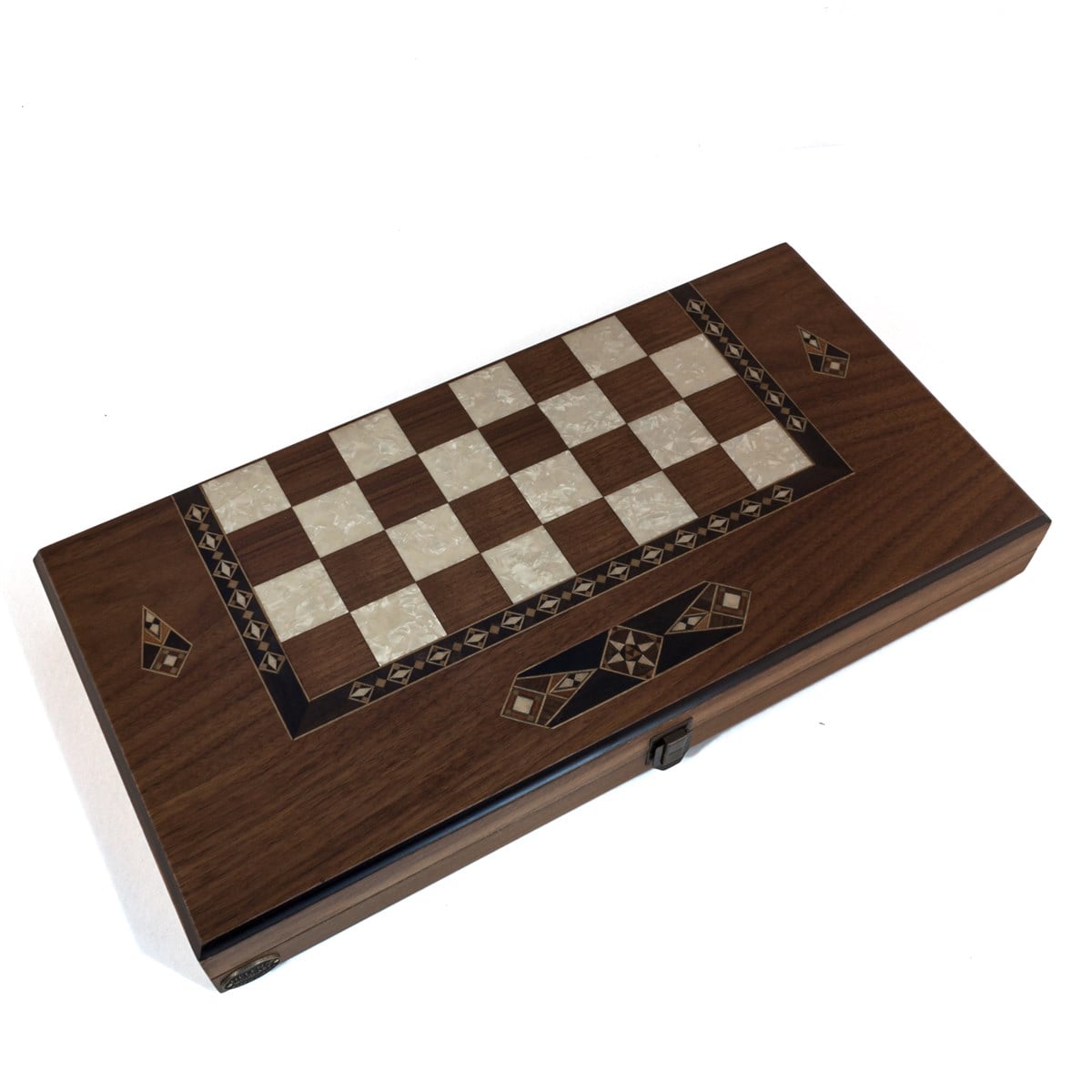 Mosaic Inlaid Classic Backgammon - Big size | Natural Walnut Veneer