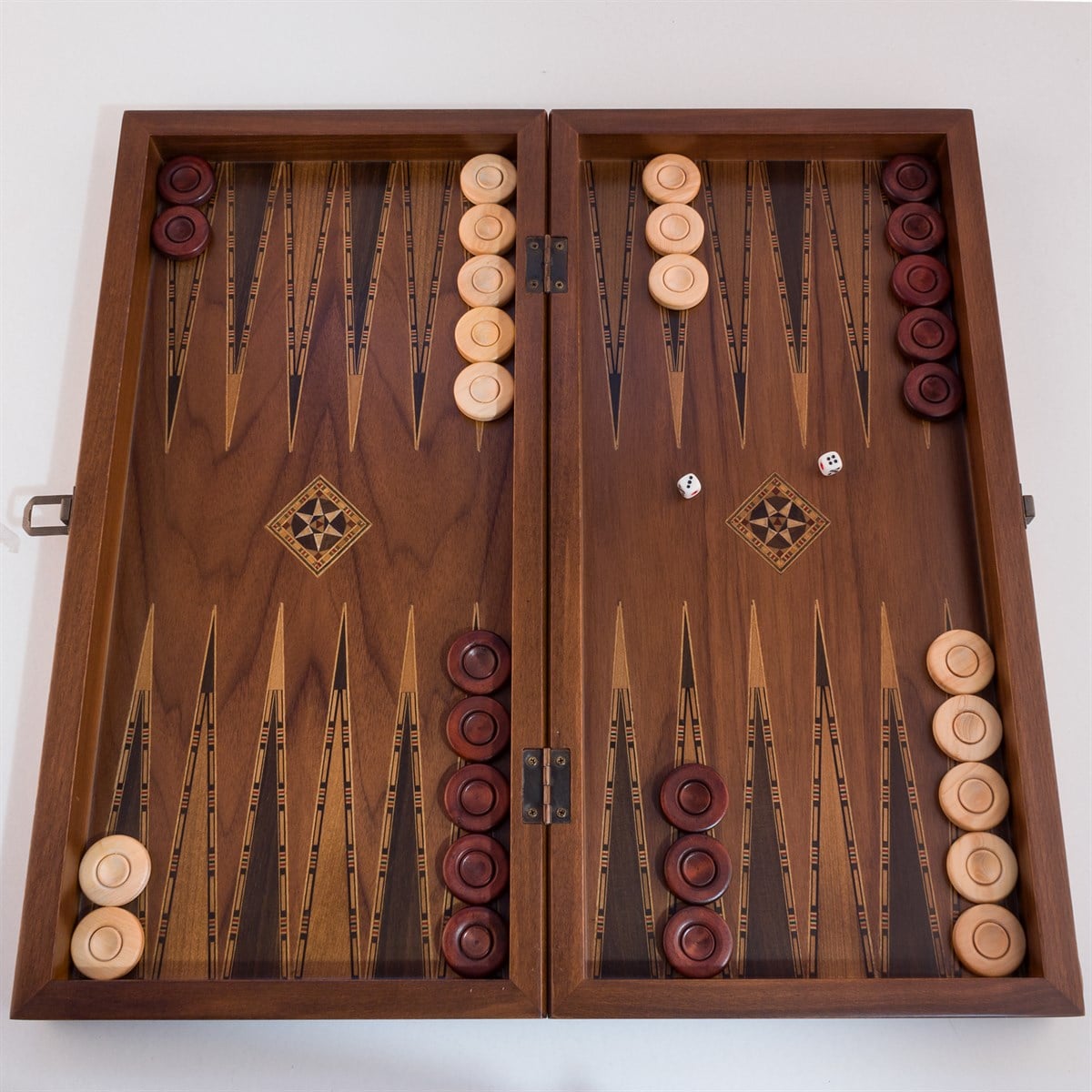 Mosaic Inlaid Classic Backgammon - Big size | Natural Walnut Veneer