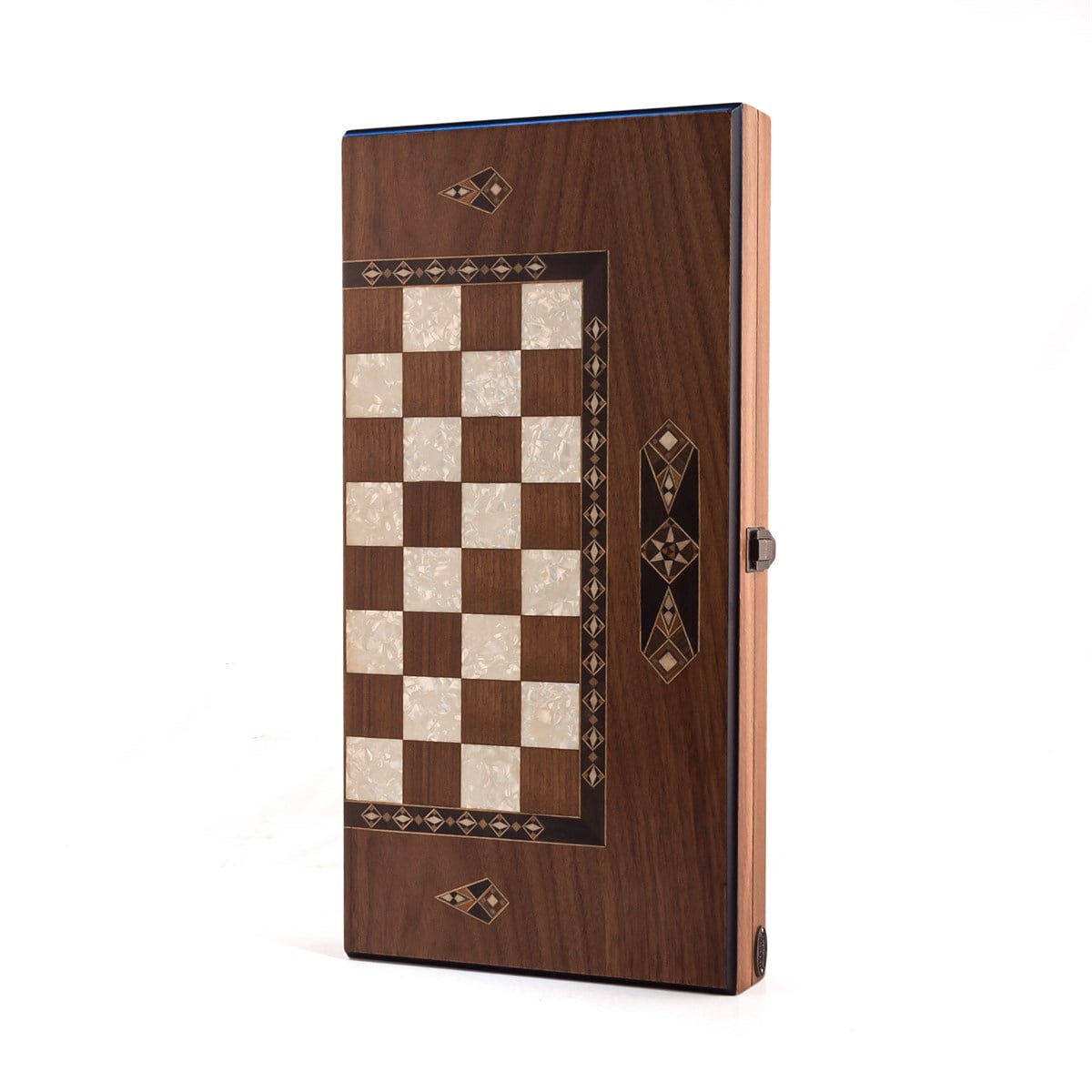 Mosaic Inlaid Classic Backgammon - Big size | Natural Walnut Veneer