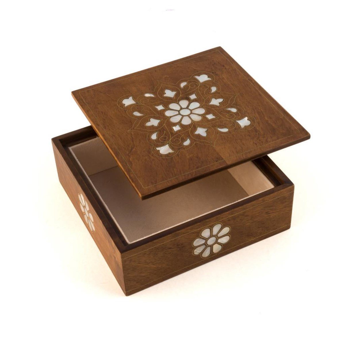 SEDEFLİ KAPAKLI CEVİZ KUTU(20*20*7.5 cm)