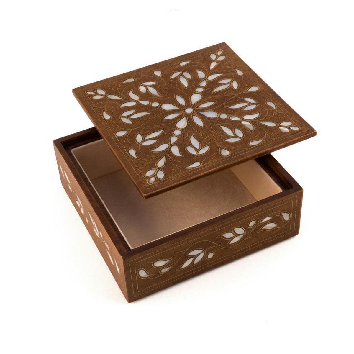 SEDEFLİ KAPAKLI CEVİZ KUTU(20*20*7.5 cm)