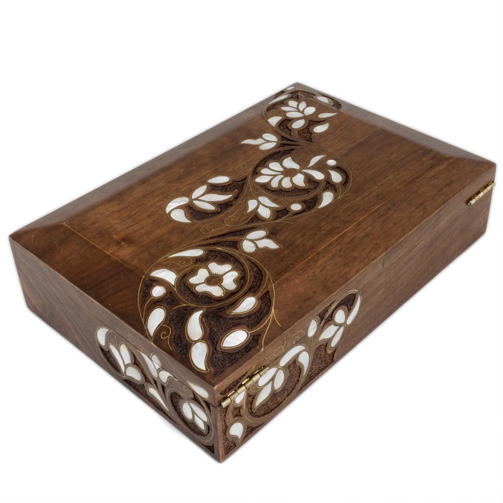 AHŞAP SEDEFLI  KUTU (32x22,7.5 cm)