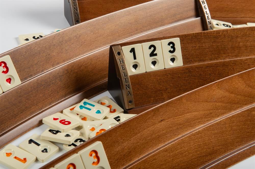 At Motifli Ahşap Oval Okey Takımı