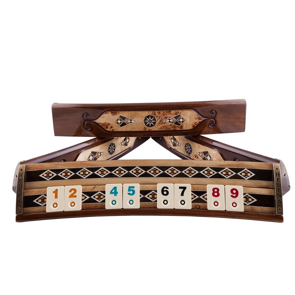 Burl - Ahşap Mozaik İşlemeli Oval Okey Tk