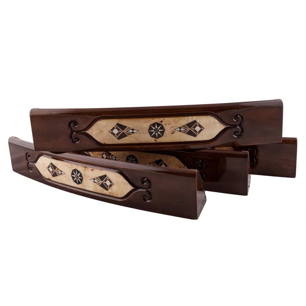 Burl - Ahşap Mozaik İşlemeli Oval Okey Tk