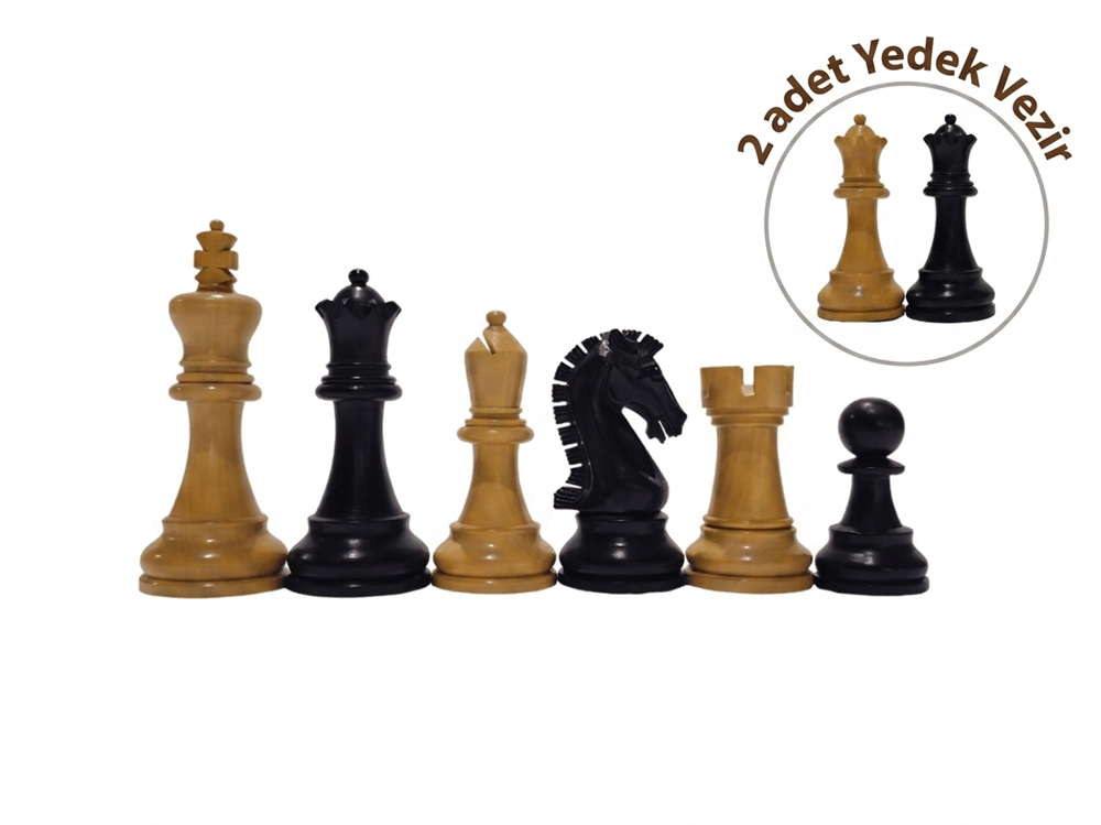 Elegant Yedek Vezirli Ahşap Figür 95 mm