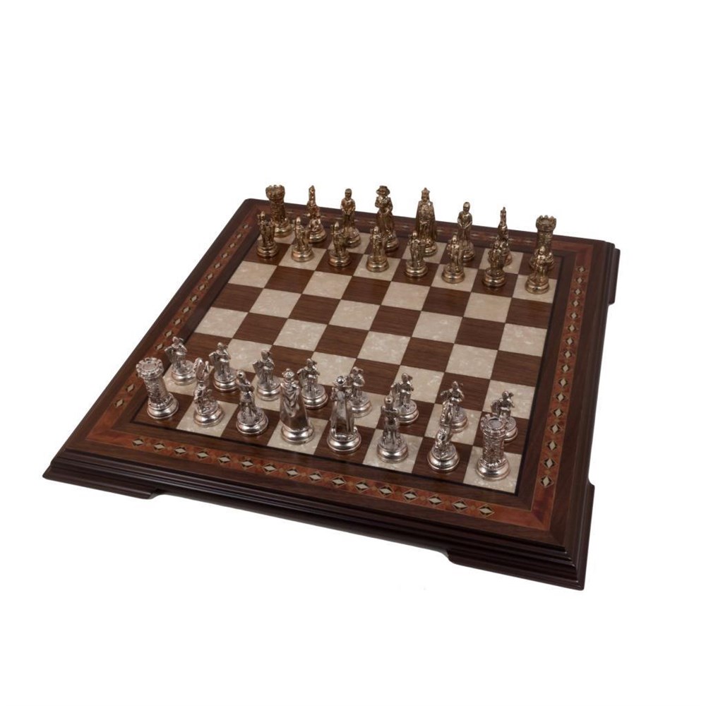 Flat Ayaklı Satranç Seti | Metal Figürlü