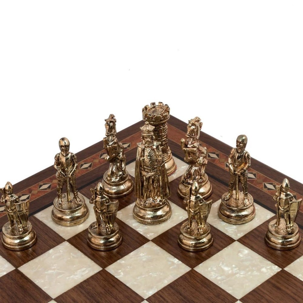 Flat Ayaklı Satranç Seti | Metal Figürlü