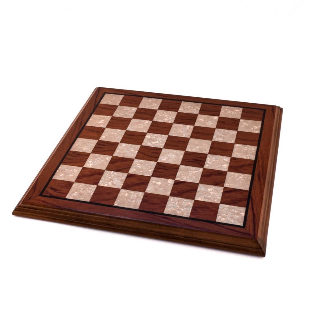 Flat Gül Ahşap Satranç Takımı - El Yapımı Satranç Tahtası ve Klasik Metal Figürler