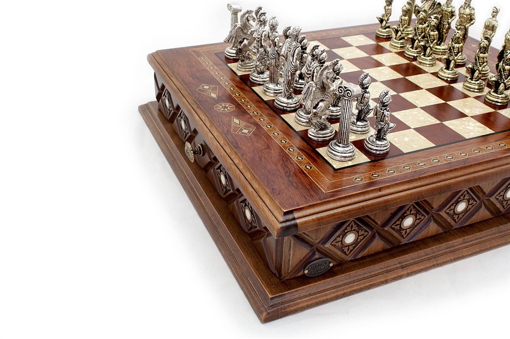 18 inches Istanbul Chess Set - Mother of Pearl inlaid Chess Board