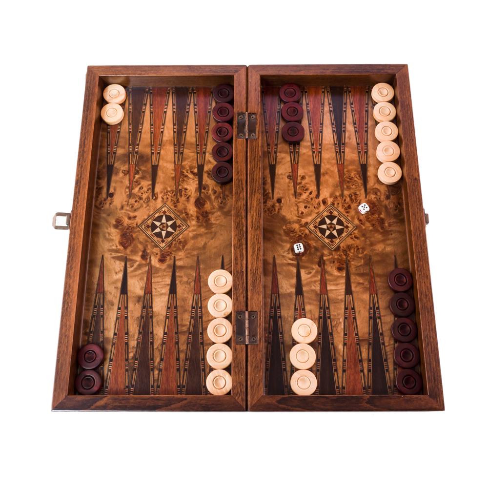 Classic Backgammon Set - Medium | Natural Burl Veneer