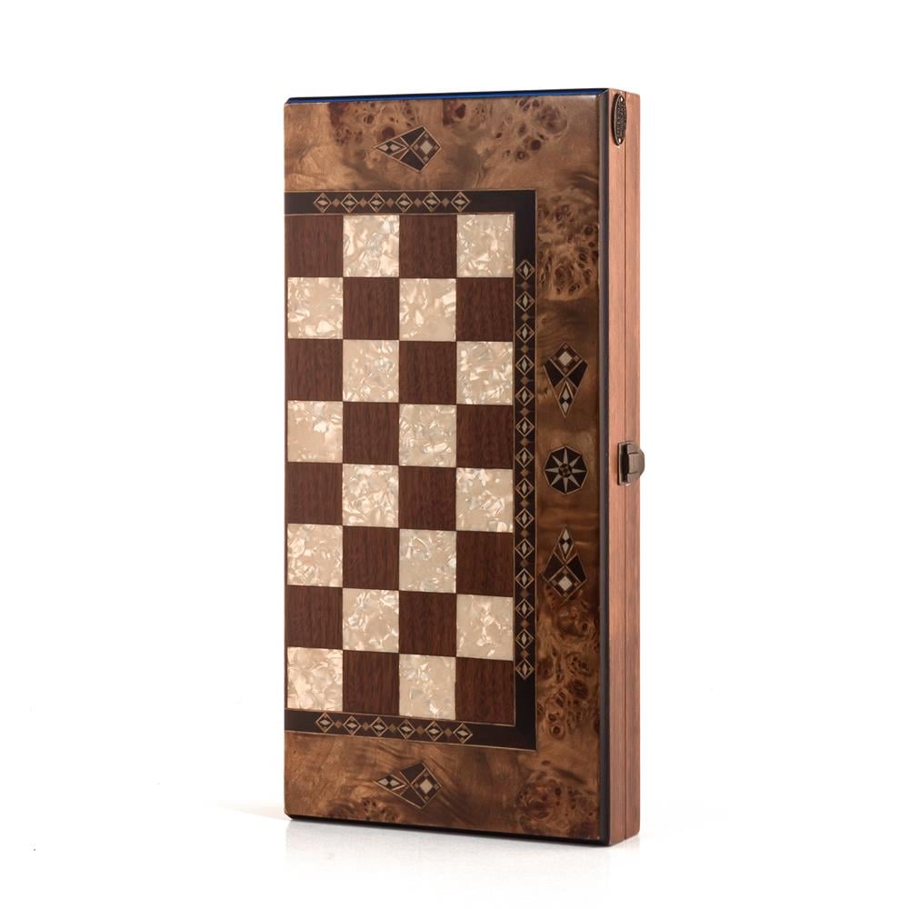 Classic Backgammon Set - Medium | Natural Burl Veneer