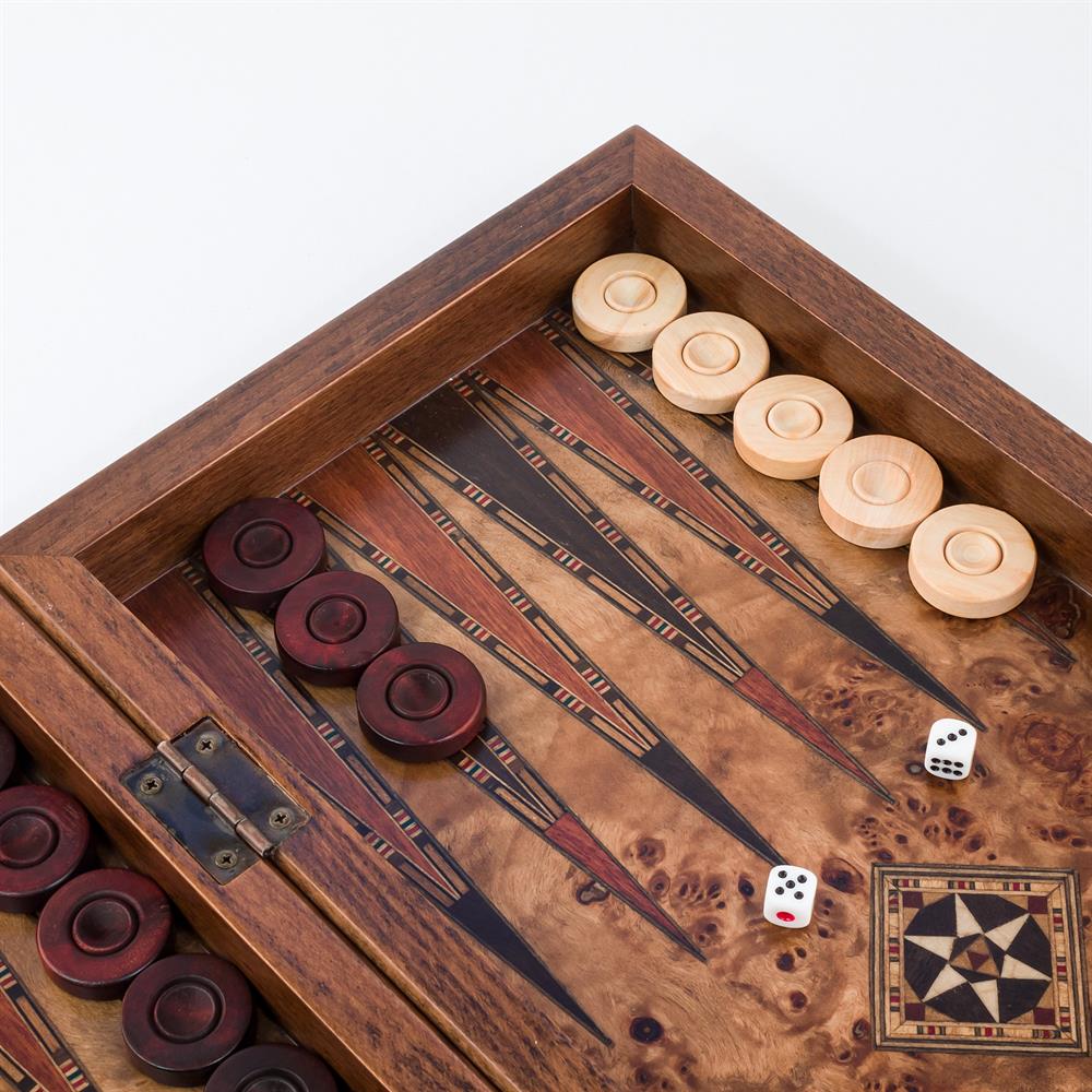 Classic Backgammon Set - Medium | Natural Burl Veneer